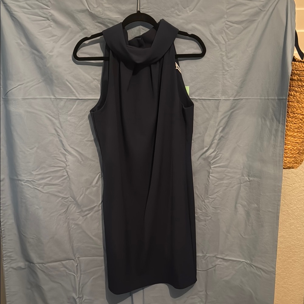 Sail to Sable Blue Halter Sheath Mini Dress